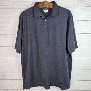 Straight Down Performance Golf Polo Mens Sz XXL Gray Stripes Wood Ranch GG Shirt